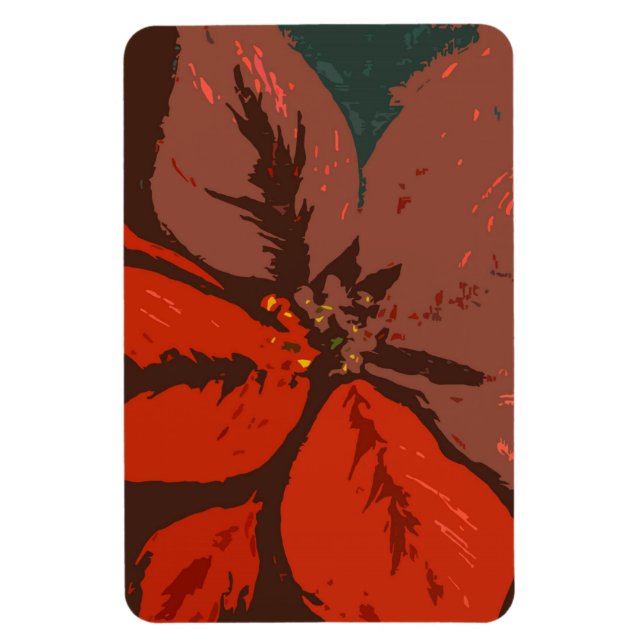 Poinsettia Traditional Design Magnet (Vertical)