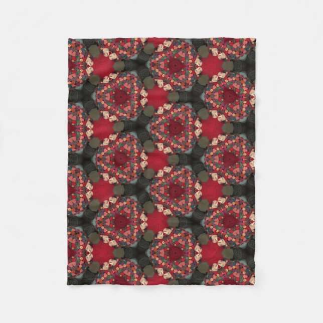 Poinsettia Trifecta  Abstract Design Fleece Blanket (Front)