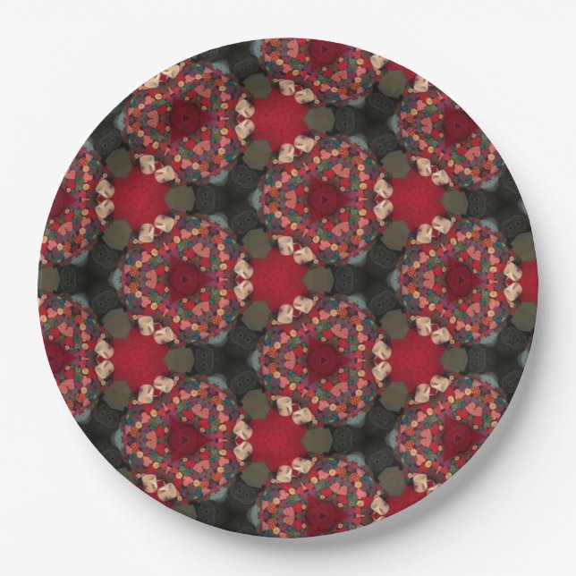 Poinsettia Trifecta  Abstract Design ll  Paper Plate (Front)