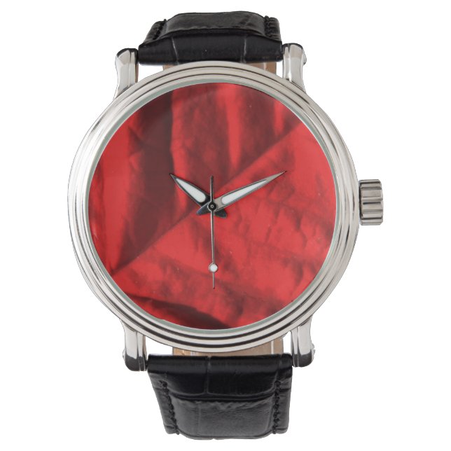 Poinsettia Vintage Leather Strap Watch (Front)
