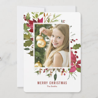 Poinsettia Watercolor Christmas Card