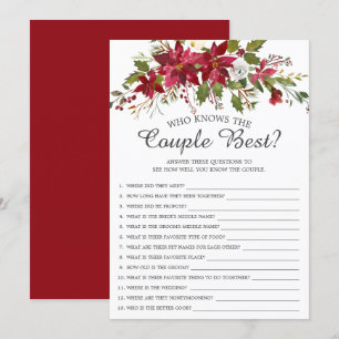 Poinsettia Who Knows the Couple Best Bridal Game Invitation