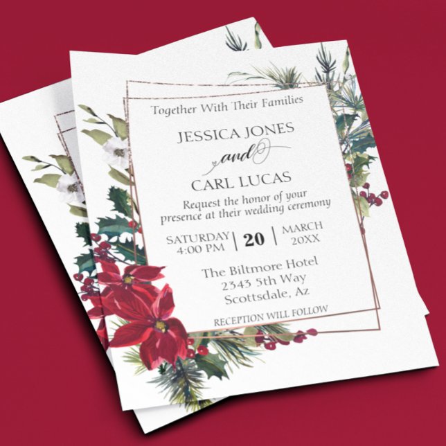 Poinsettia Winter Christmas Floral Frame Budget Flyer (Creator Uploaded)