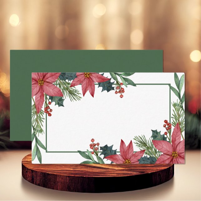 Poinsettia Winter Floral Wedding Red Christmas Place Card (Creator Uploaded)