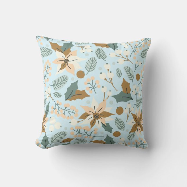 Poinsettia winter holiday cushion (Front)