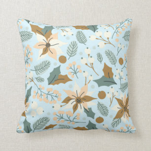Poinsettia winter holiday cushion