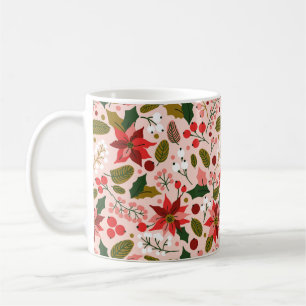 Poinsettia winter holiday mug