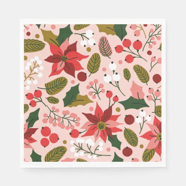 Poinsettia winter holiday napkin (Front)