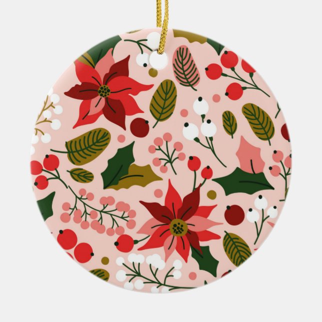 Poinsettia winter holiday ornament (Front)