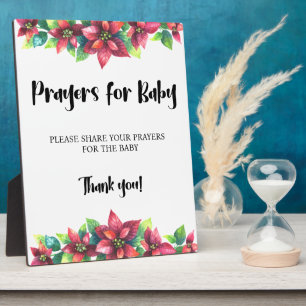 Poinsettia Winter Holiday Prayers for Baby Sign Plaque