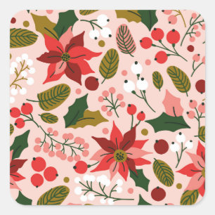 Poinsettia winter holiday sticker