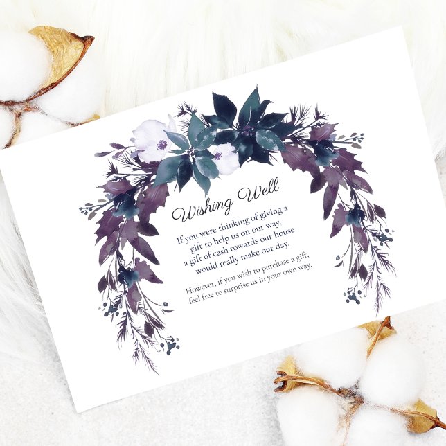 Poinsettia Wishing Well Wedding | Moody Blue Enclosure Card (Creator Uploaded)