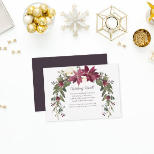 Poinsettia Wishing Well Wedding Scarlet Red Enclosure Card