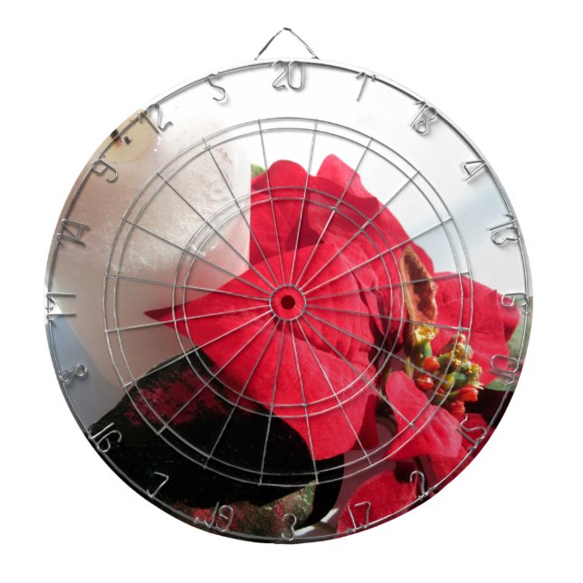 Poinsettia with Candle Dartboard (Front)