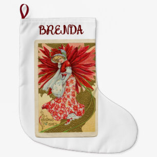 Poinsettia Woman Christmas Stocking