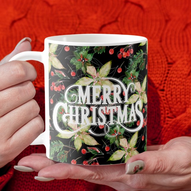 Poinsettias and Berries Christmas Coffee Mug (Creator Uploaded)