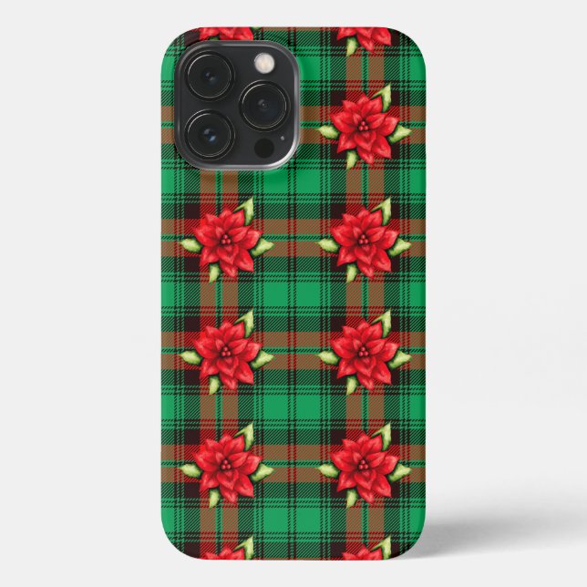 Poinsettias And Plaid iPhone Case (Back)