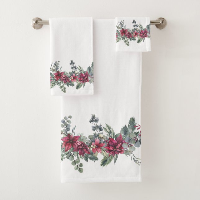 Poinsettias Bath Towel Set (Insitu)