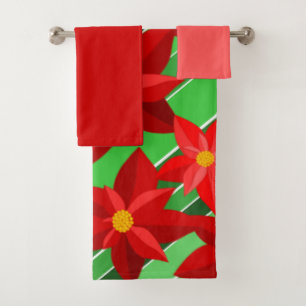 Poinsettias Bath Towel Set