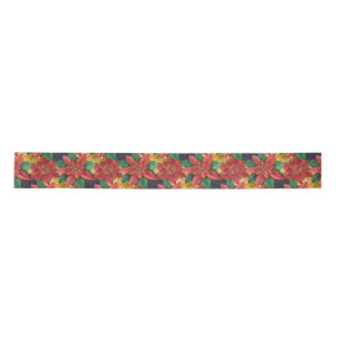 Poinsettias Christmas Floral Satin Ribbon