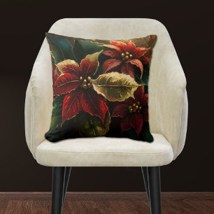 Poinsettias Christmas Holiday  Cushion