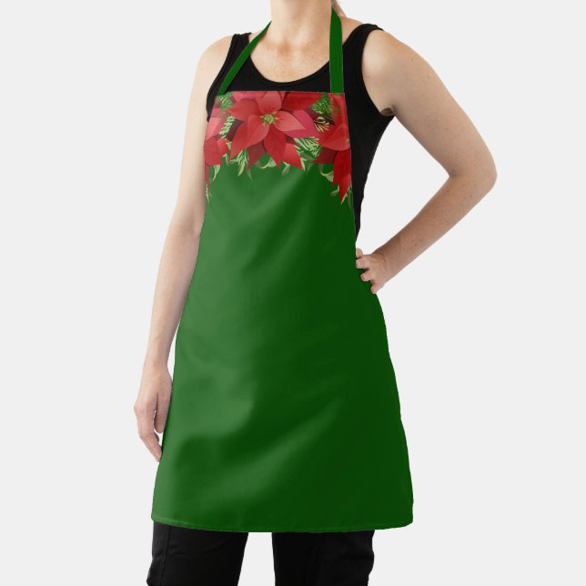 Poinsettias Christmas Personalised Custom Apron (Insitu)