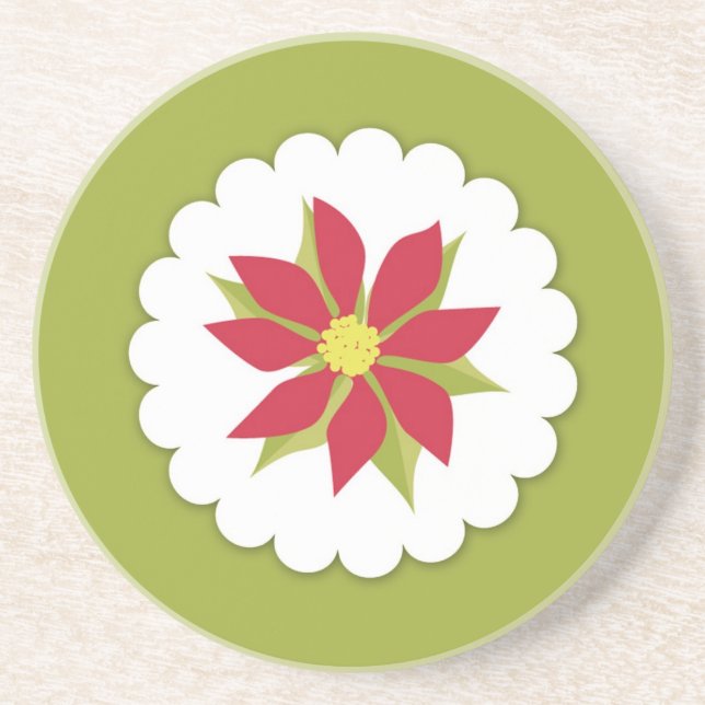 Poinsettias Christmas Plant Coaster (Front)