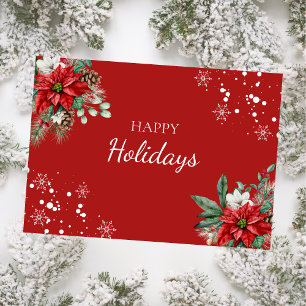 Poinsettias Floral Red Holiday Christmas Card