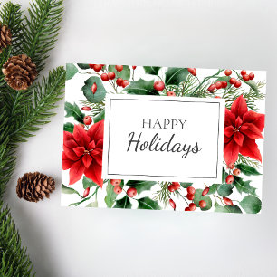 Poinsettias Floral Red Holiday Christmas Card