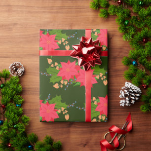 Poinsettias Flowers Holiday Wrapping Paper