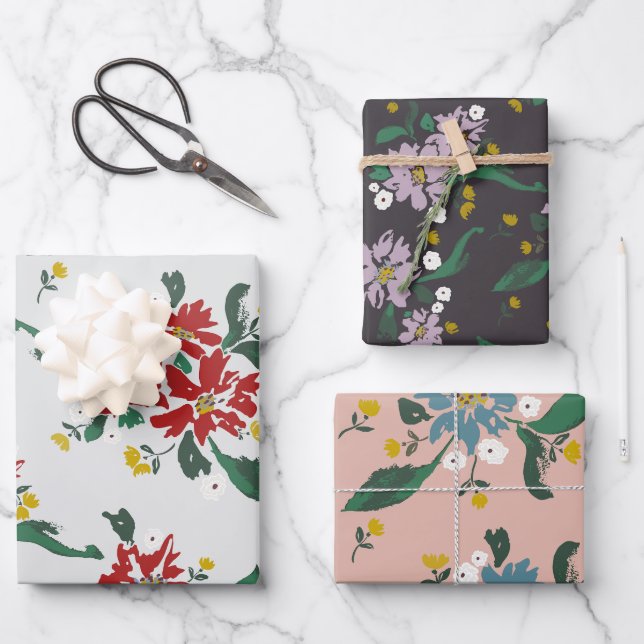 Poinsettias For All Seasons Wrapping Paper Sheet (Front)