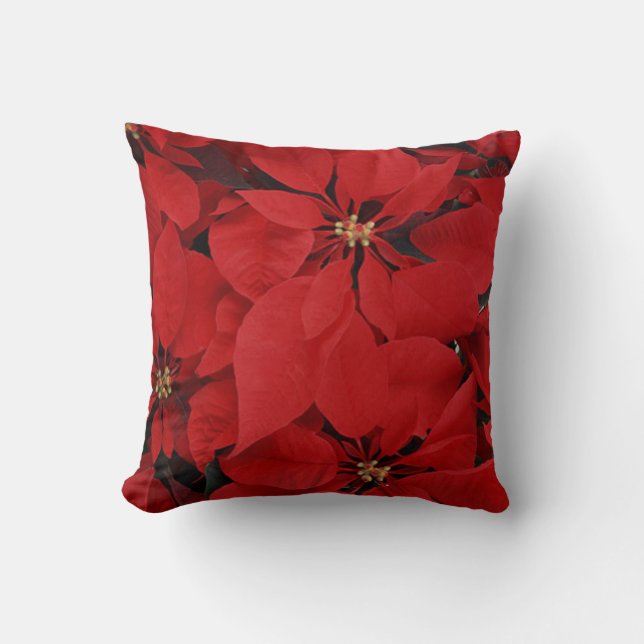 Poinsettias for Christmas Cushion (Front)