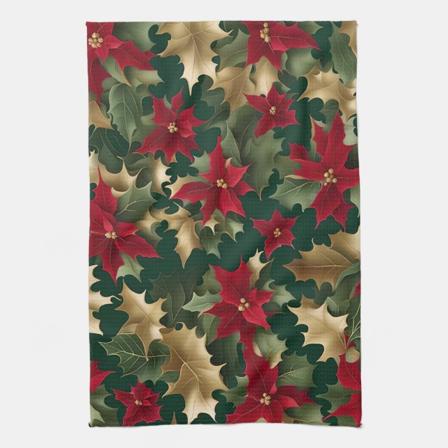 poinsettias galore kitchen towel (Vertical)