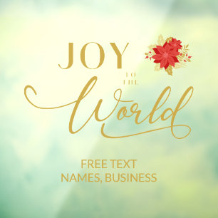 Poinsettias Holly Joy to the World Christmas Quote