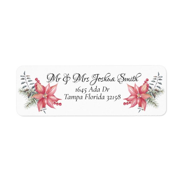 Poinsettias  label return address label (Front)