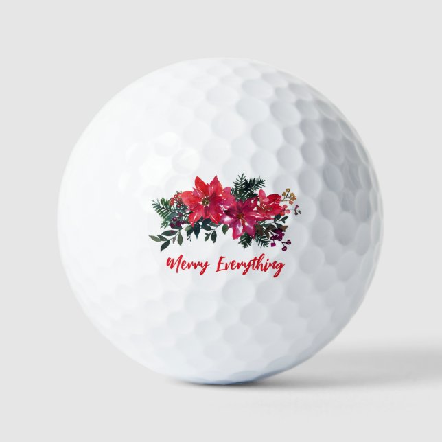 Poinsettias Merry Everything Christmas Holiday  Golf Balls (Front)