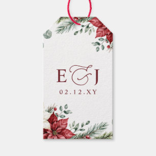 Poinsettias Pinecones Botanical Christmas Wedding Gift Tags