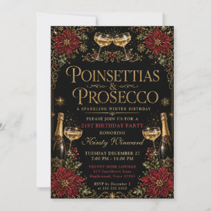 Poinsettias & Prosecco 21st Birthday Invitation