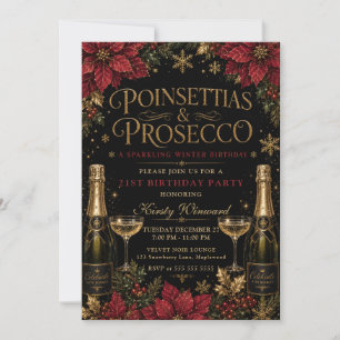 Poinsettias & Prosecco 21st Birthday Invitation