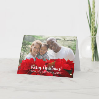 Poinsietta Red Personalised Family Christmas Card