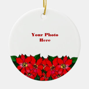 Poinsiettias Photo Frame Ceramic Tree Decoration