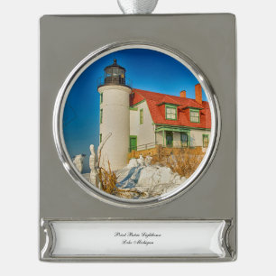 Point Betsie Silver Plated Banner Ornament