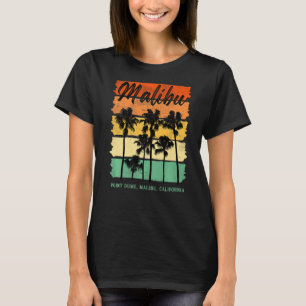 Point Dume Malibu California Palm Trees Retro Trav T-Shirt