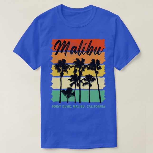 Point Dume Malibu California Palm Trees Retro Trav T-Shirt (Design Front)