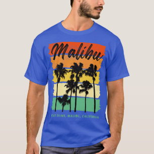 Point Dume Malibu California Palm Trees Retro Trav T-Shirt