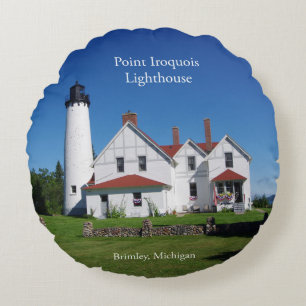 Point Iroquois Lighthouse round pillow
