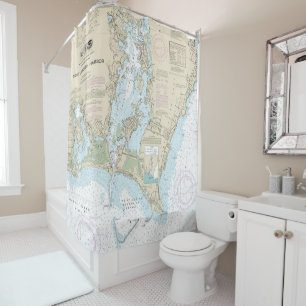 Point Judith Harbour Nautical Chart 13219 Shower Curtain