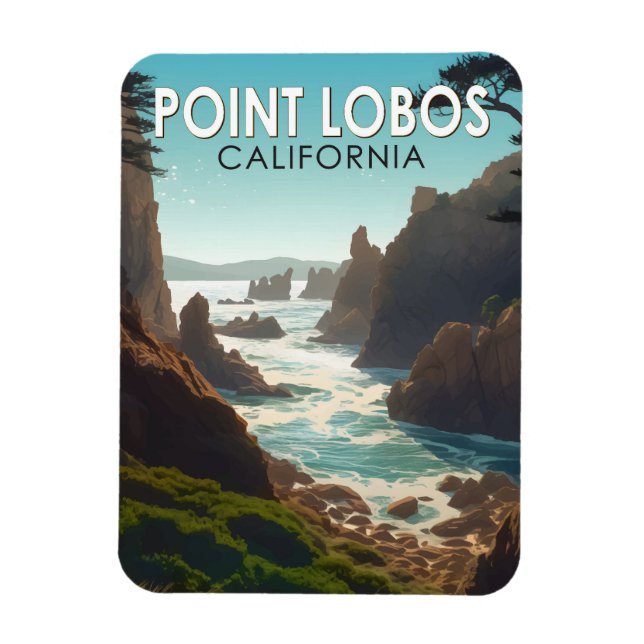 Point Lobos California Travel Art Vintage Magnet (Vertical)