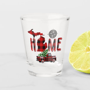 Point Me Home Michigan Vintage Red Truck Shot Glass