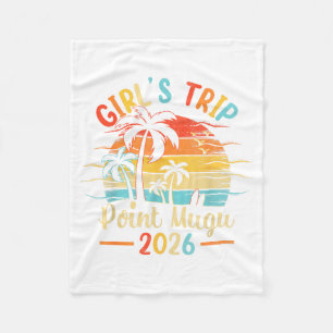 Point Mugu Beach CA Palm Tree Vintage Sunset Girls Fleece Blanket